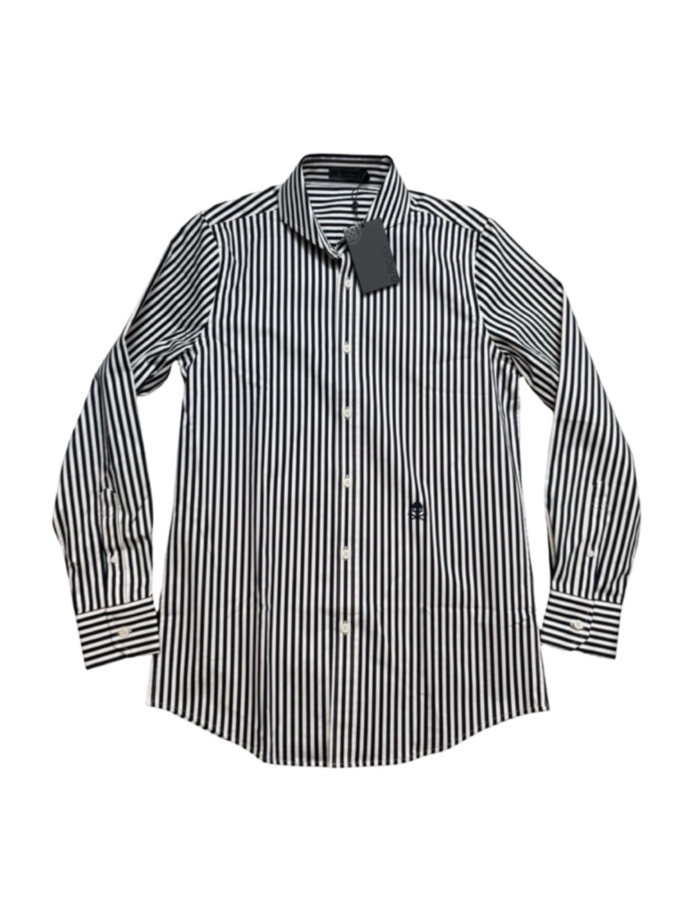G/Fore G4 Button Up Shirt Mens S Navy Striped Long Sleeve Golf Performance Skull